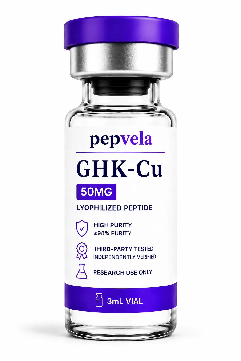 Pepvela GHK-Cu 50mg research vial