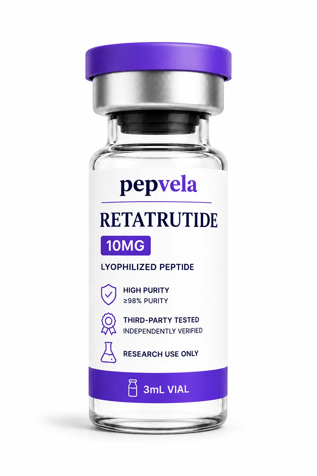 Pepvela Retatrutide 10mg research vial