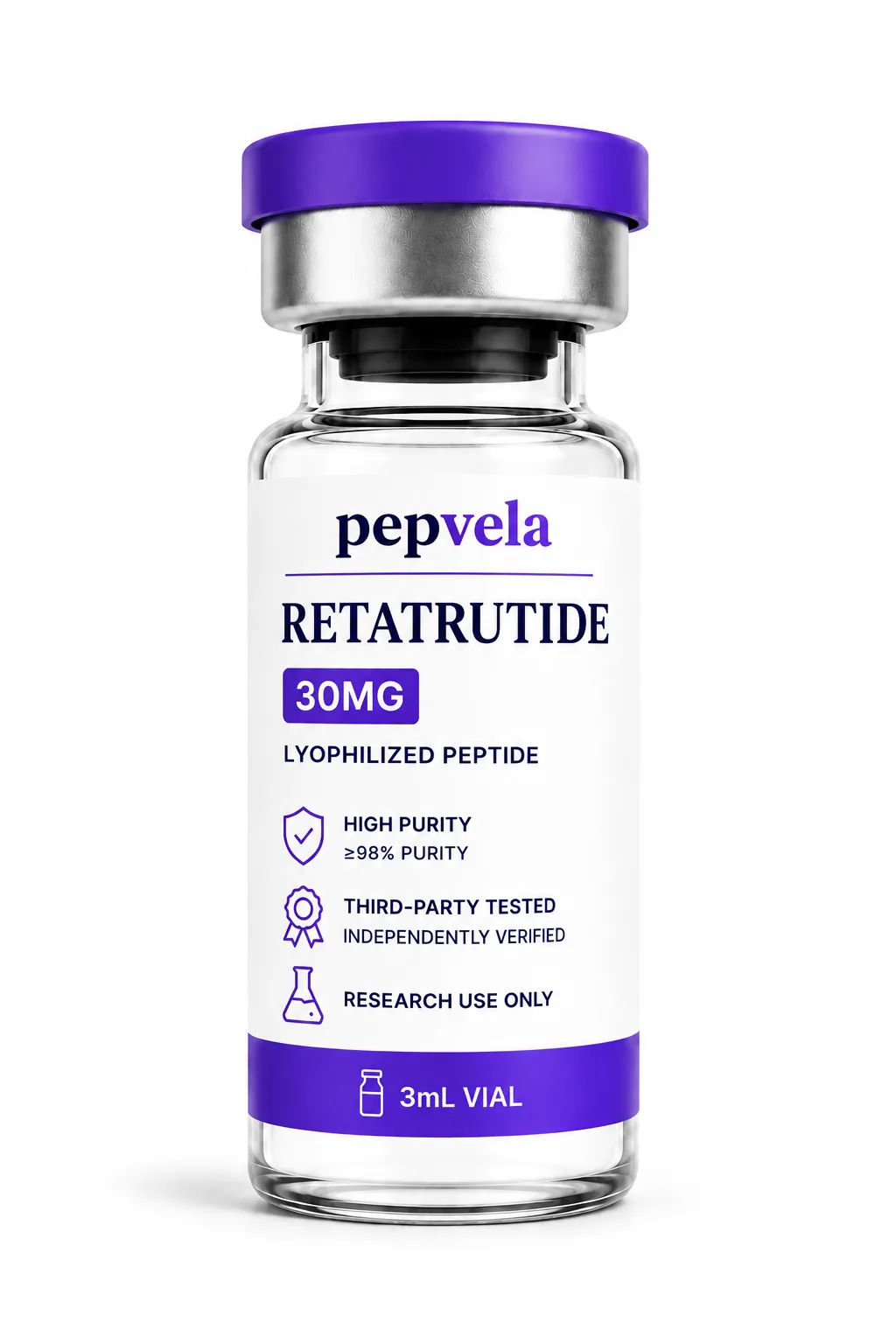 Pepvela Retatrutide 30mg research vial