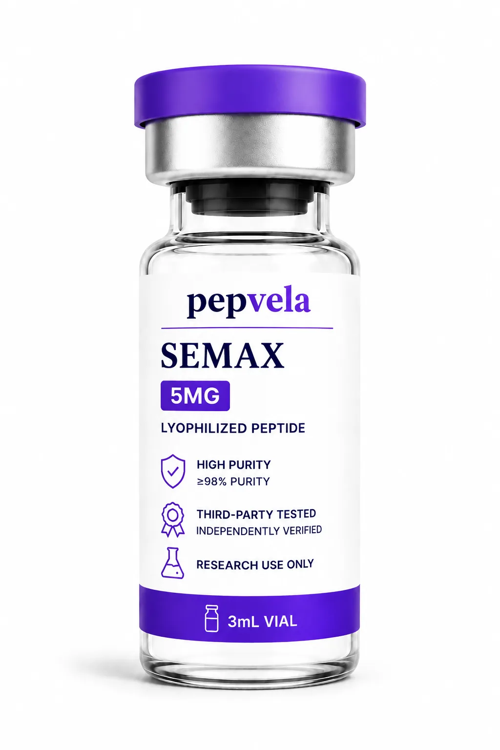 Pepvela Semax 5mg research vial